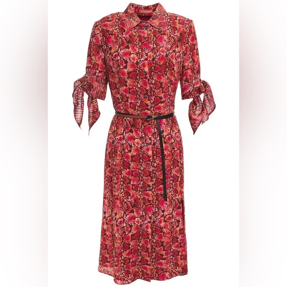 Altuzarra Dresses & Skirts - ALTUZARRA Narcissa Snake-Print Silk Crepe De Chine Shirt Dress in Red Brick 40